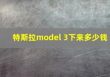 特斯拉model 3下来多少钱